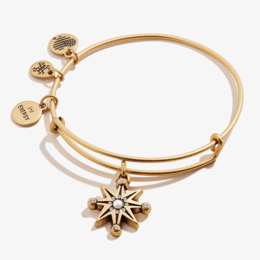 Alex and Ani Path of Symbols Expandable Bangle for Women, Starburst Charm, Gold